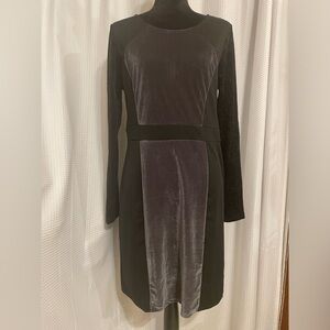 Black & gray long sleeve velvet combo gothic vibe dress size large NWT